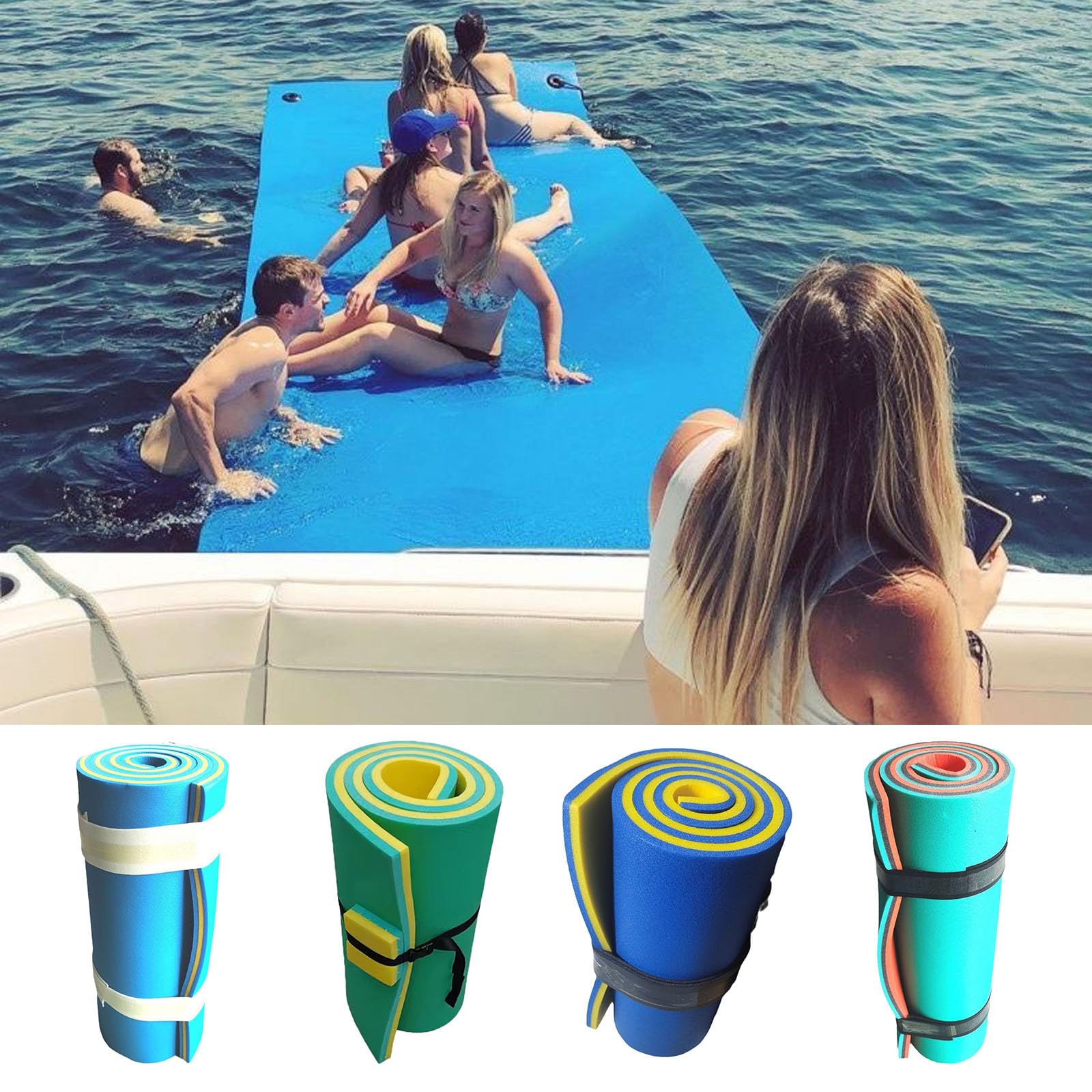 Tapis Flottant en Mousse 180X55X2.2 CM | Résistant à la Déchirure, Matelas mousse Piscine, flottant Eau 1/4-6/3-5 Personne Capacité Portante 60/100/400/300KG - pour Adulte, Lac, Plage, Yacht