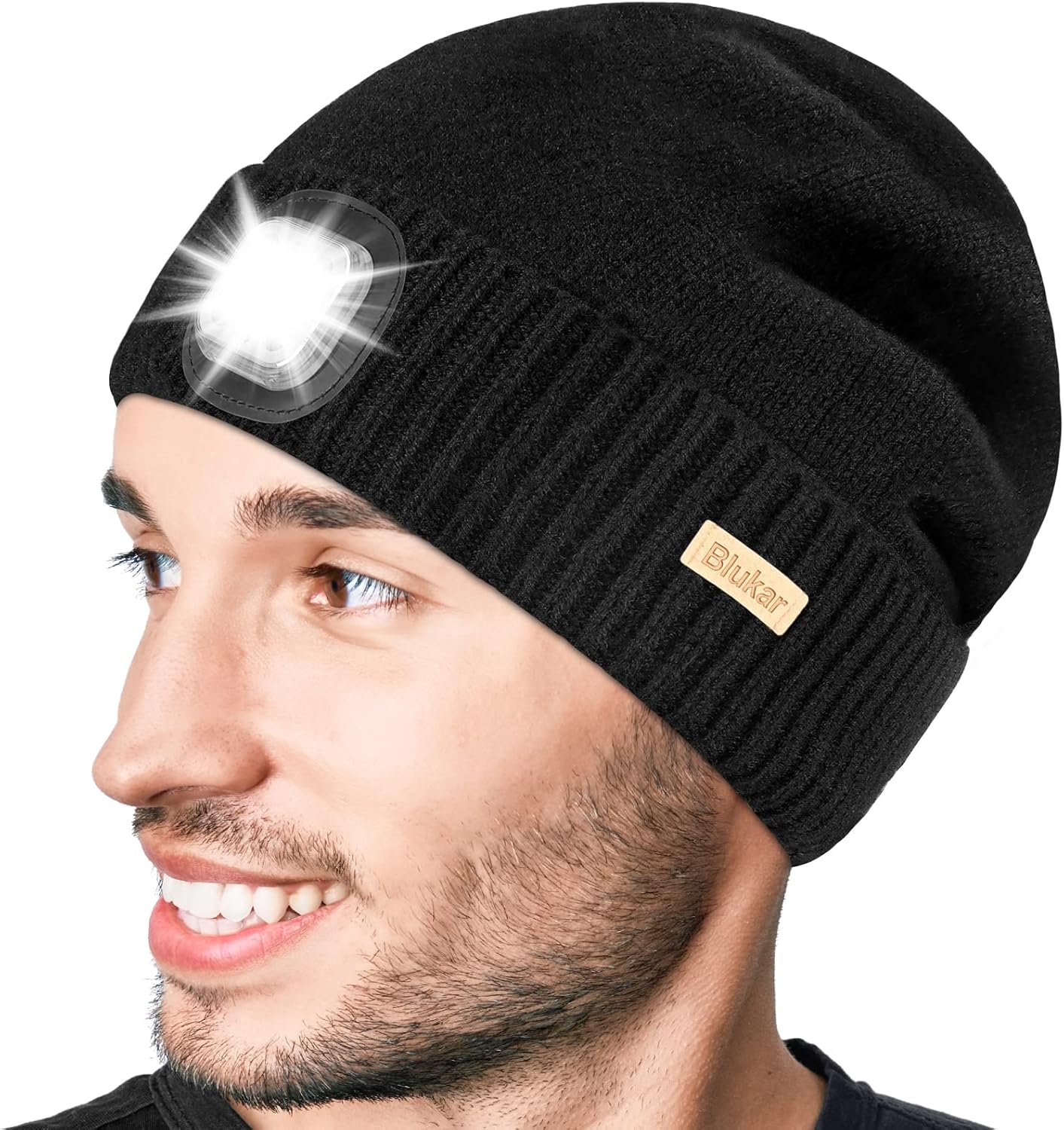 Blukar Lighted Beanie Cap Rechargeable, Beanie Hat with Torch Light