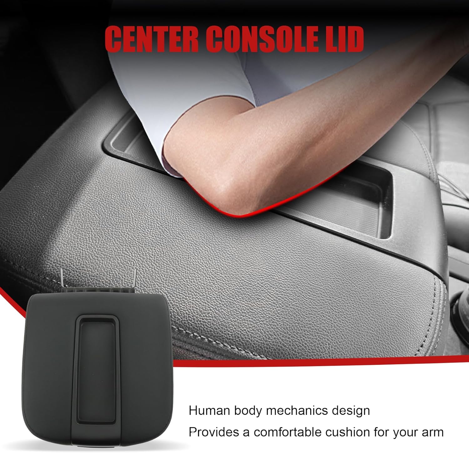 Center Console Armrest Lid Box Cover Compatible with 2007-2014 Chevy Silverado Avalanche Tahoe Suburban 1500 2500 GMC Sierra Yukon XL Replaces 15217111 15941534 19328718 Black