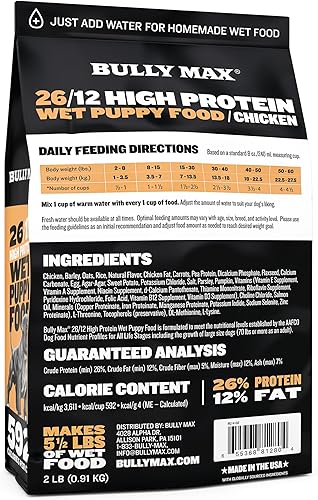 Miniatura 6 de Bully Max Wet Puppy Food - Alimento para perros deshidratado y fresco instantáneo con alto contenido de proteínas con pollo, crecimiento saludable