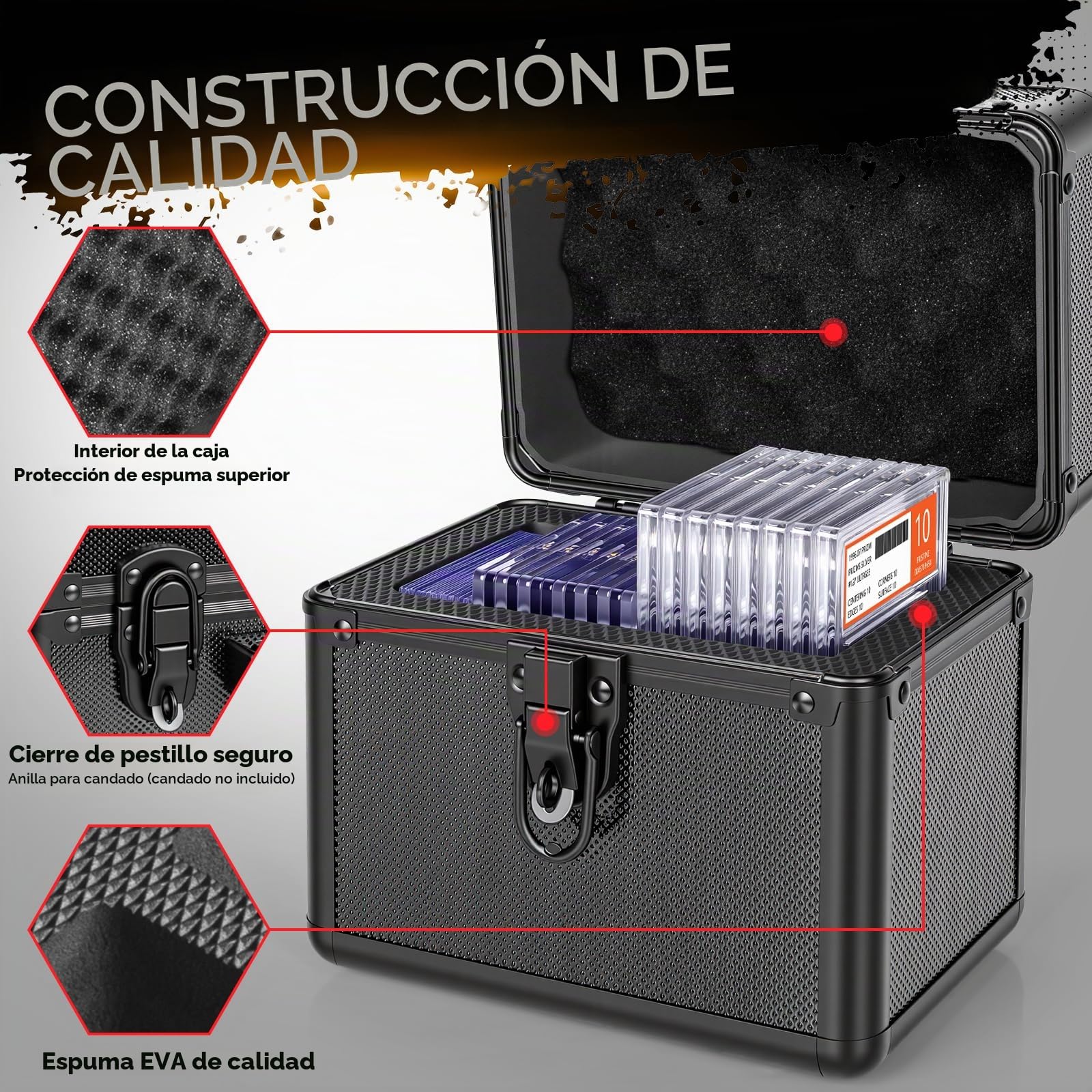 Caja de Almacenamiento para Tarjetas Deportivas Calificadas - Compatible con las Láminas PSA/GMA/CSG/SGC/HGA, Estuche para Portatarjetas Top Loader para Tarjetas de Béisbol y Fútbol