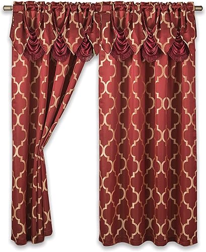 Miniatura 12 de Elegant Comfort Paneles de cortina con estampado de enrejado marroquí, cenefa plisada adjunta, con bolsillo para barra de 2 pulgadas para