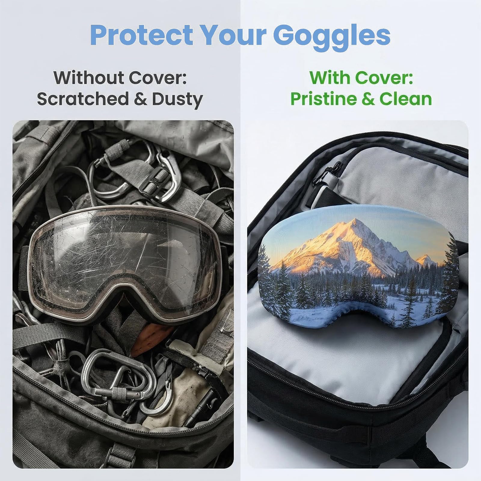Housses de Protection pour Lunettes de Ski Lot de 2, résistantes à l'impact et à l'eau, avec Fermeture éclair