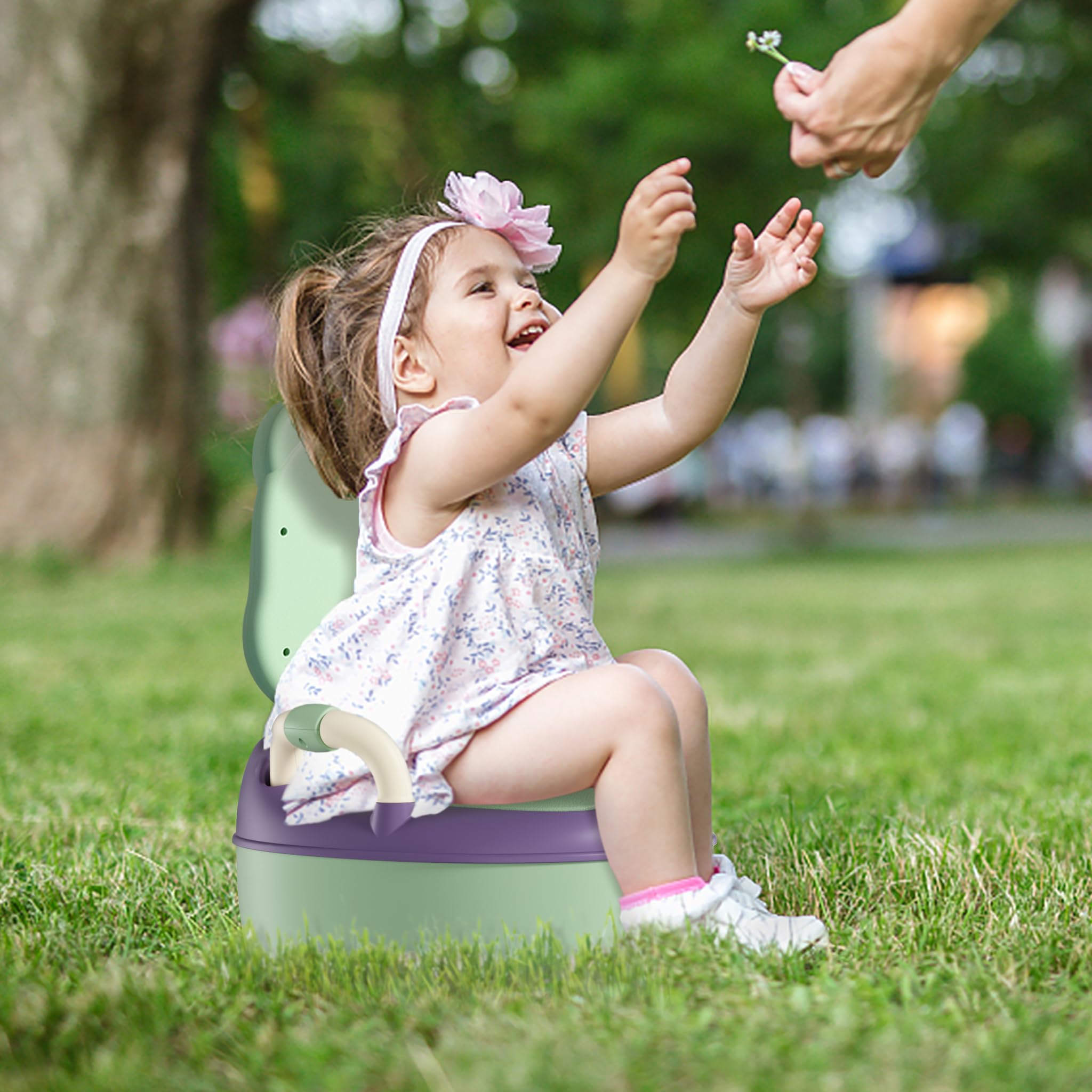 LZQ Vasino per bambino, con manici e funzione antiscivolo, ergonomico, per bambino a partire da 1 anno (verde, tipo A)