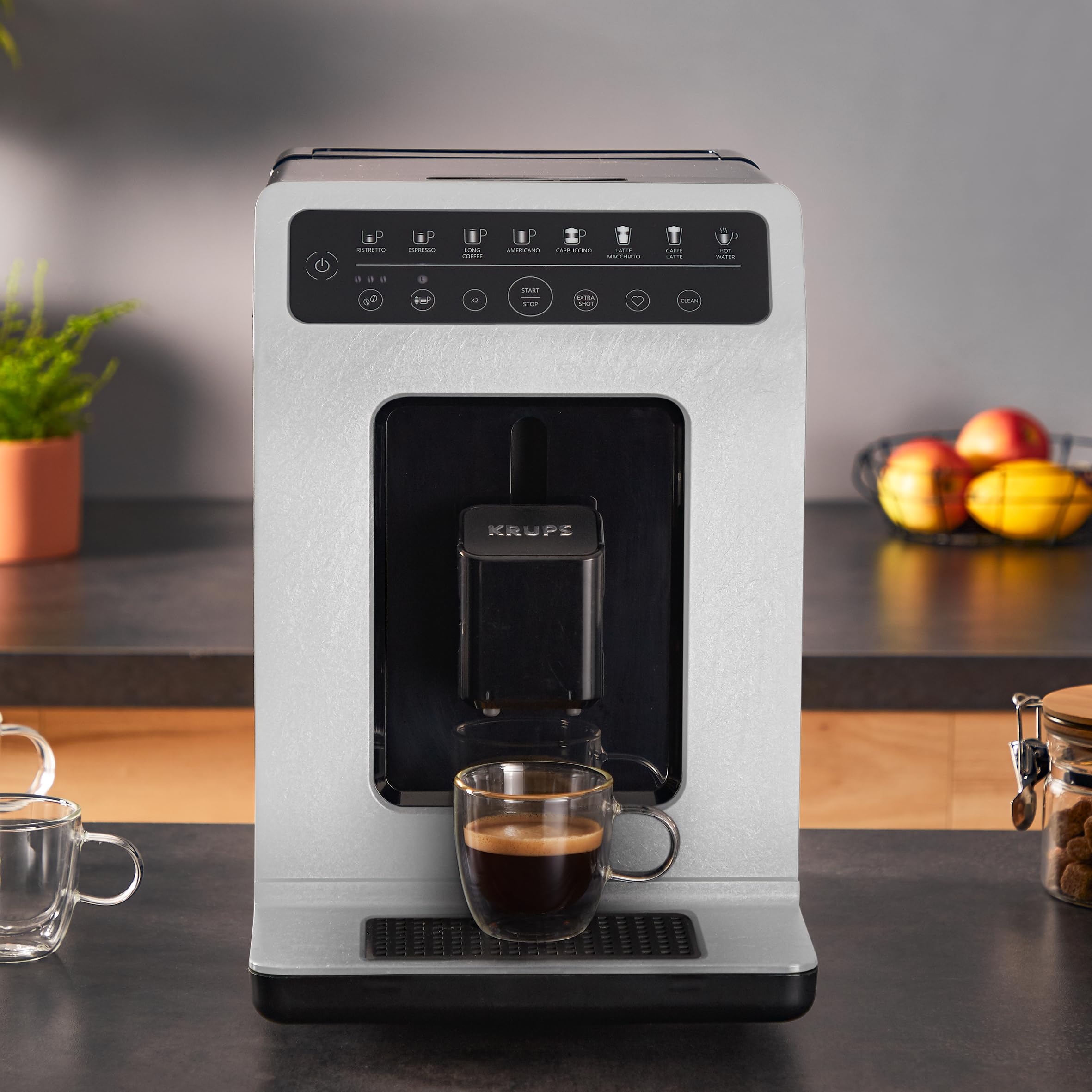 Krups EA897A Evidence ECO design automatyczny ekspres do kawy, cappuccino One-Touch, ekologiczny, sterowanie dotykowe, możliwość personalizacji, zestaw do zaparzania z metalu