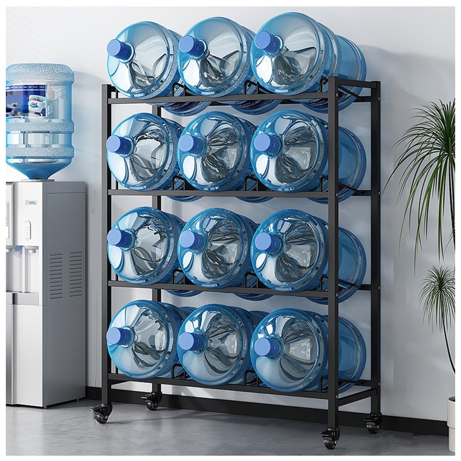 Robuster Wasserflaschenhalter mit Rädern – 1,8 l Flaschenregal für Zuhause, Büro, Fitnessstudio und Restaurant – tragbarer Kühlkrug-Organizer und Spender