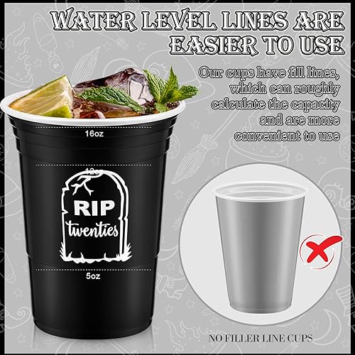 Miniatura 10 de Rtteri Paquete de 48 vasos desechables de plástico grueso para fiesta de 16 onzas, RIP to My 20s, decoraciones de cumpleaños de 30 años, tazas de