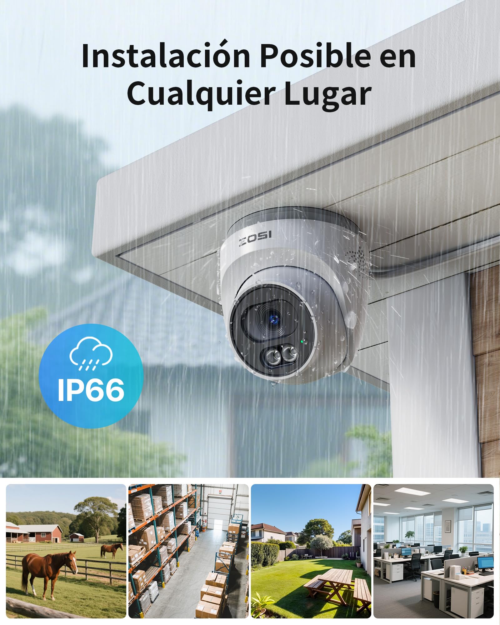 ZOSI C220 4MP Cámara Vigilancia Seguridad PoE Exterior/Interior, Detección de Persona/Vehículo y Alerta Instantánea, Visión Nocturna, Compatible Kit Grabador NVR PoE | Detección de persona/vehículo/cara alerta instantánea visión nocturna 30m cámara para k