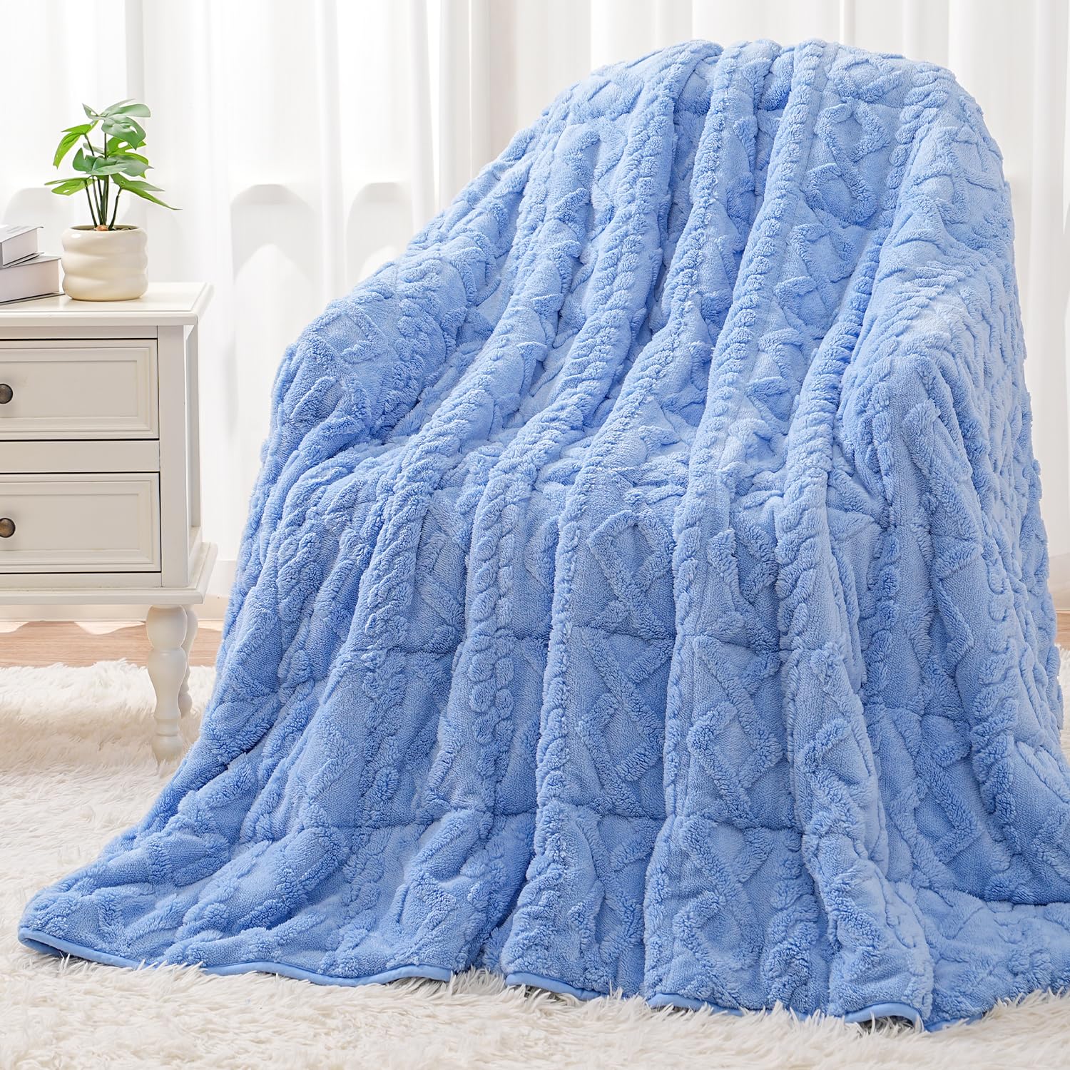 Wemore Soft Weighted Blanket for Adults 20 lbs Queen Size 60" x 80" Blue