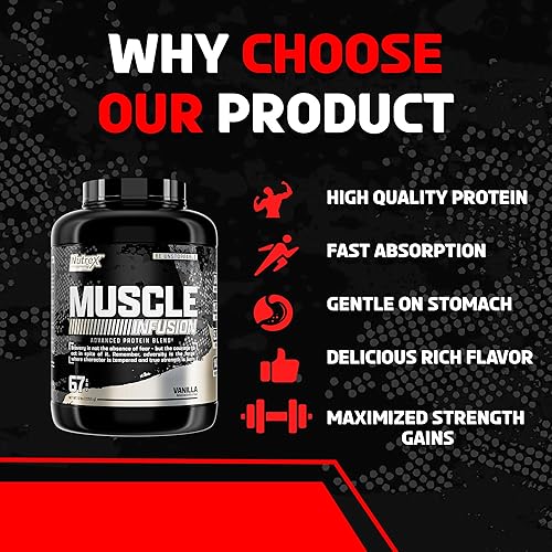 Miniatura 7 de Nutrex Research Muscle Infusion Advanced Protein Blend, vainilla, 5 libras (67 porciones) Proteína de suero en polvo multimezcla con aislado de