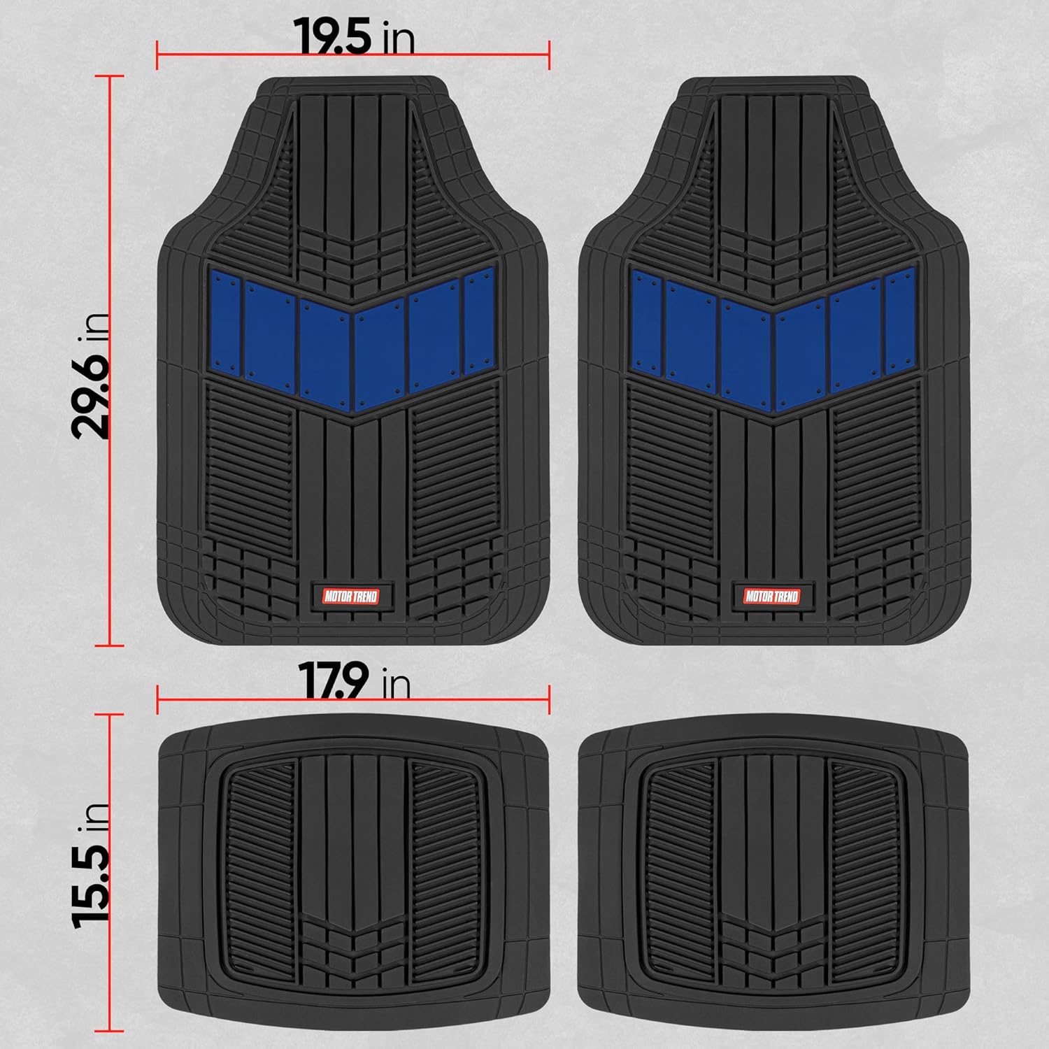 Motor Trend DualFlex™ Rubber Car Floor Mats All Weather Waterproof 4-Piece Sporty Two-Tone Design Car Mats Full Set - Universal Trim-to-Fit Floor Mats for Car, SUV, & Trucks - Car Carpet Protector - Image 7
