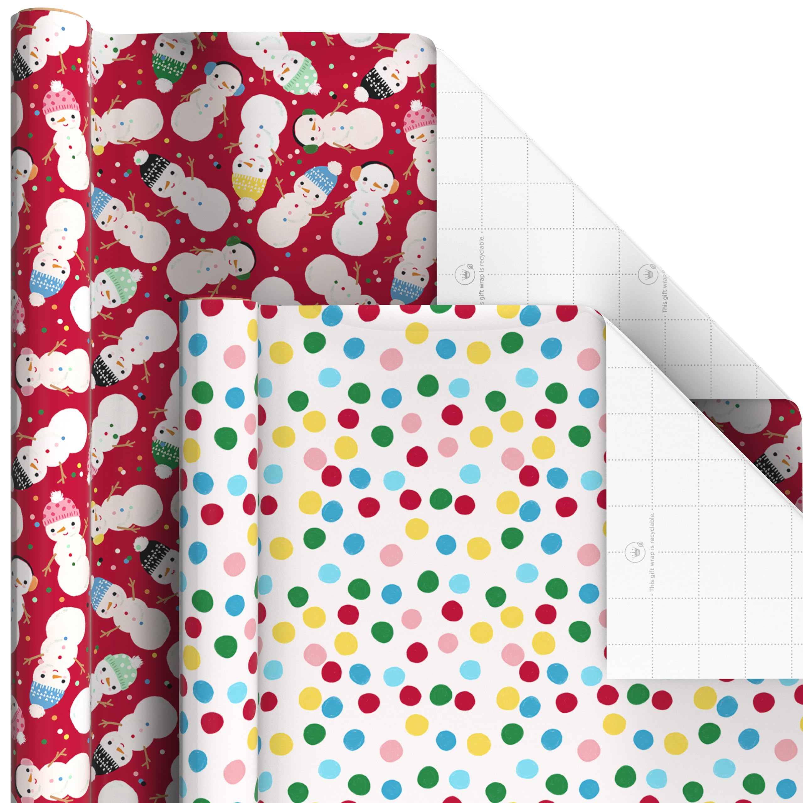 Hallmark Geschenkpapier-Set für Weihnachtsfeiertage mit Schnittlinien
