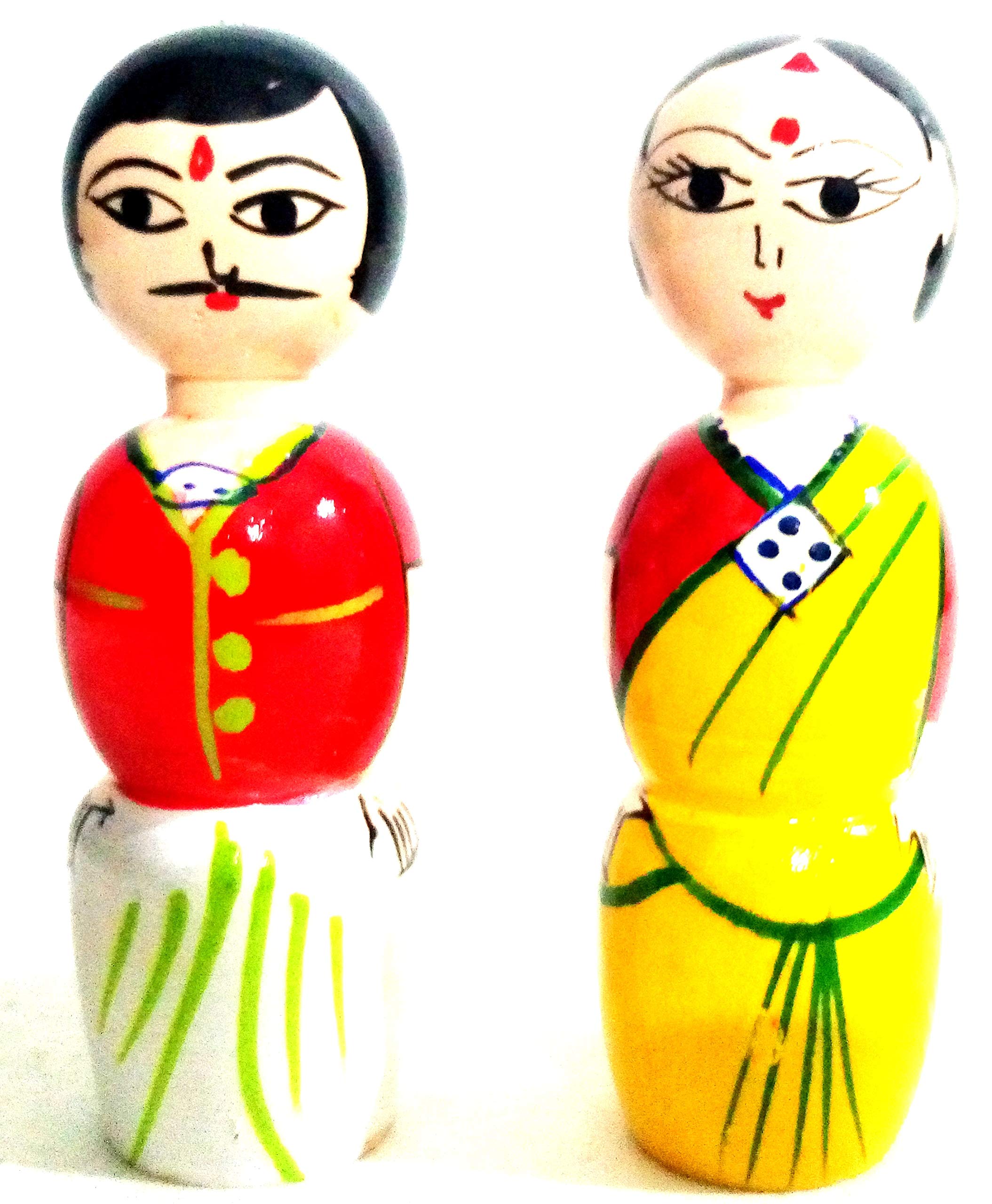 CRAFTS INDIA EMPORIUM Handcrafted Channapatna Wooden Farmer Couple Doll|Toy (Assorted)-10 Cms (B07YZRMPGZ) Amazon Price History, Amazon Price Tracker