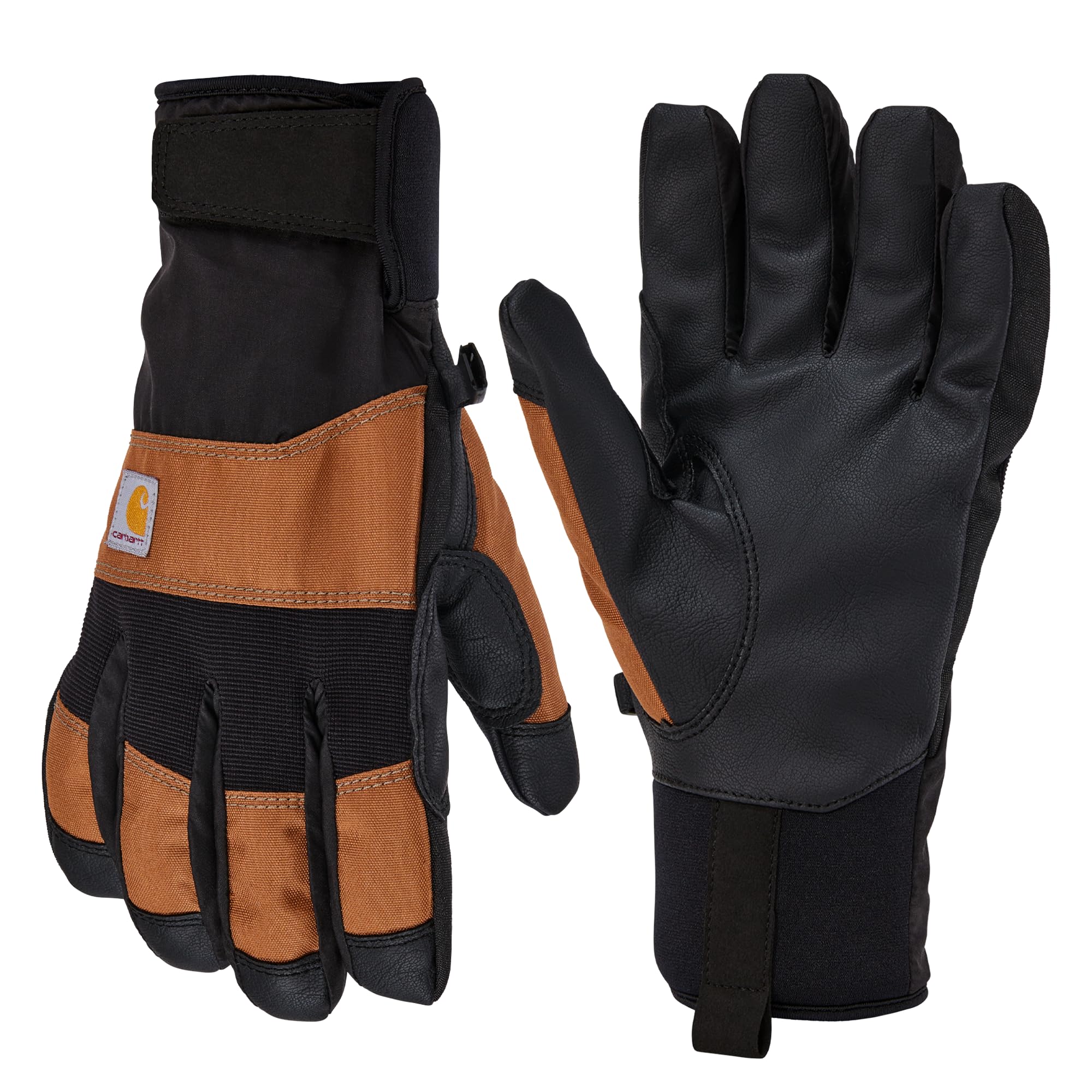 Carhartt Guantes impermeables con forro térmico para hombre, Marrón/Negro, Medium