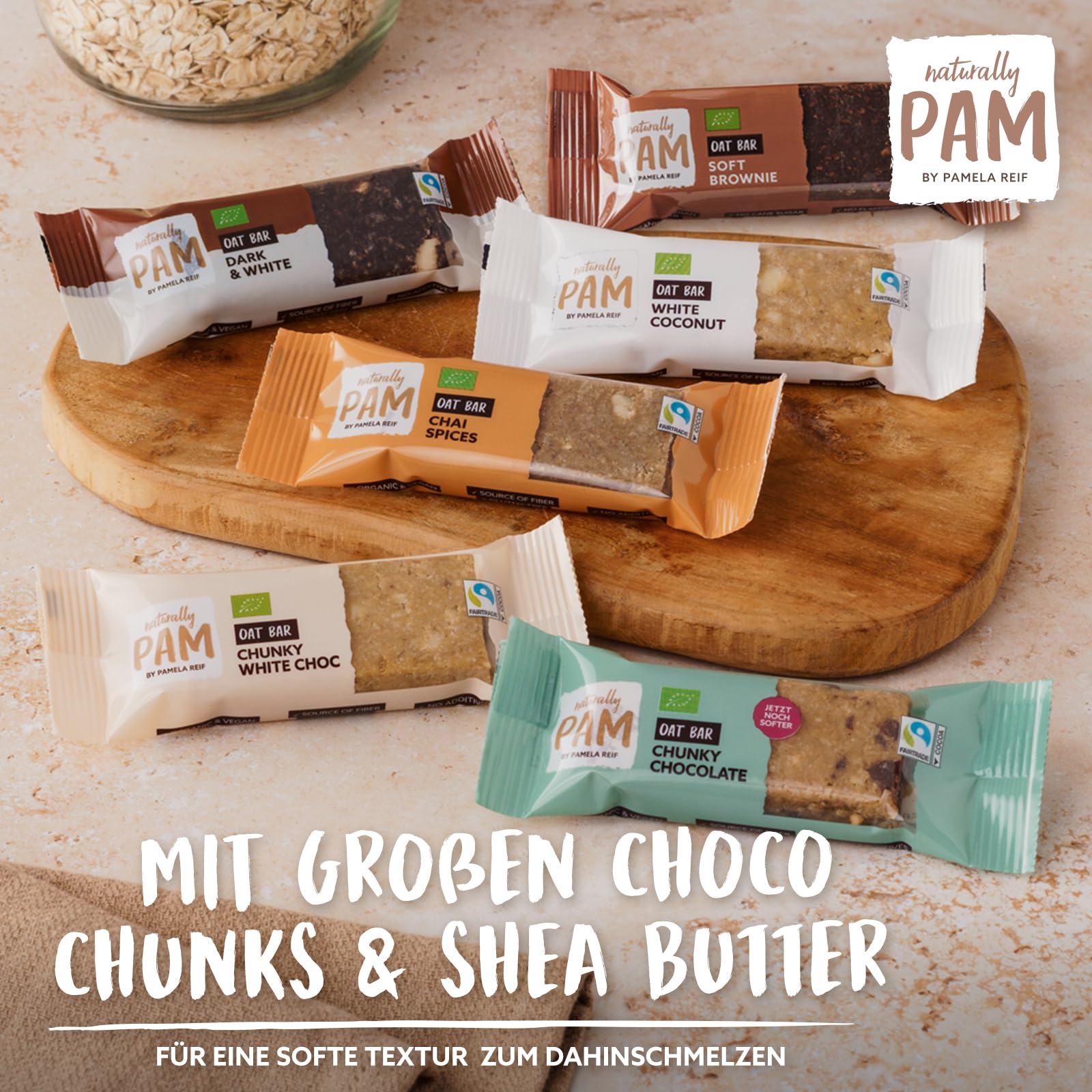 Naturally Pam Oat Bar - Bio Haferriegel von Pamela Reif - Müsliriegel aus Haferflocken & Nüssen - Vegan & Glutenfrei - White Coconut 12 x 40g