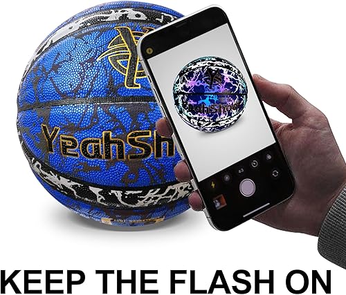 Miniatura 4 de Baloncesto holográfico tamaño 7 (29.5 pulgadas) reflectante de cuero brillante para adultos y jóvenes, regalos