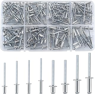 200 Pcs Pop Rivets Assortment Kit, Assorted Aluminum Blind Rivets, Metal Flange Blind Rivets for Metal, 1/8"x1/4", 1/8"x5/16", 1/8"x3/8", 1/8"x1/2", 3/16"x1/4", 3/16"x5/16", 3/16"x1/2", 3/16"x5/8"