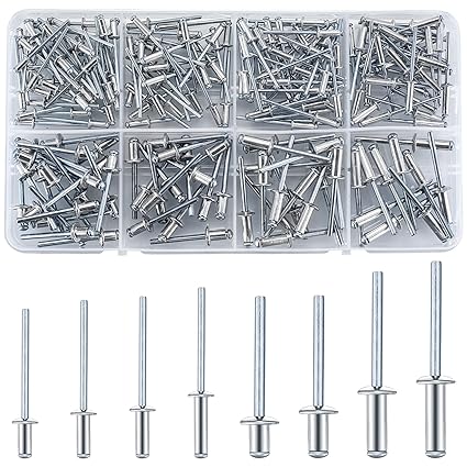 200 Pcs Pop Rivets Assortment Kit, Assorted Aluminum Blind Rivets, Metal Flange Blind Rivets for Metal, 1/8