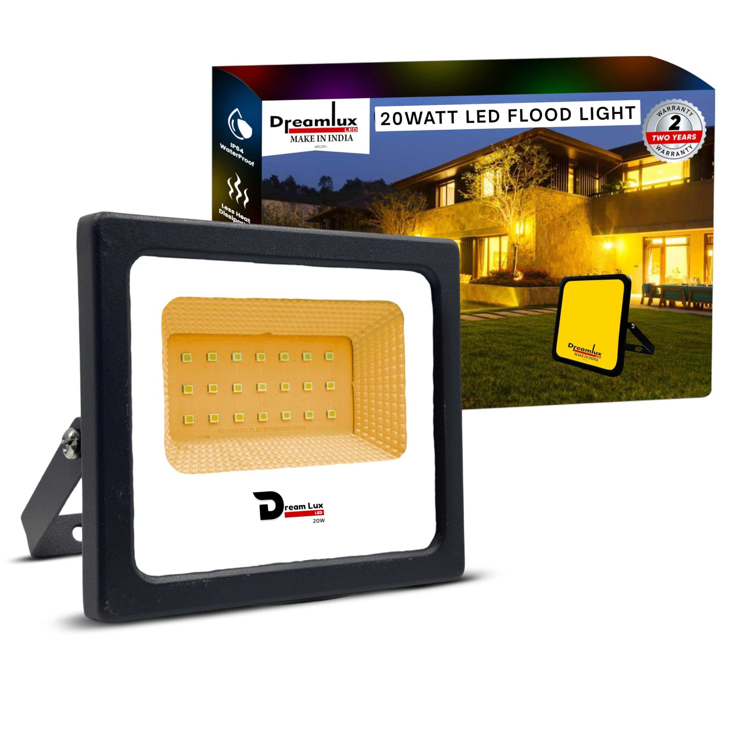 Dreamlux 20W LED Flood Light | IP66 Waterproof Indoor & Outdoor Focus Light for Decoration, Energy-Efficient Halogen Light, Lighting Fixtures for Wall & Home (1, WARM WHITE, 20-Watts)-picture-23