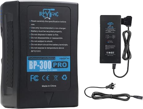Upgrade 300Wh20400mAh V Mount/V-Lock Battery with Upgrade 5A Output D-tap Charger and D-Tap Cable