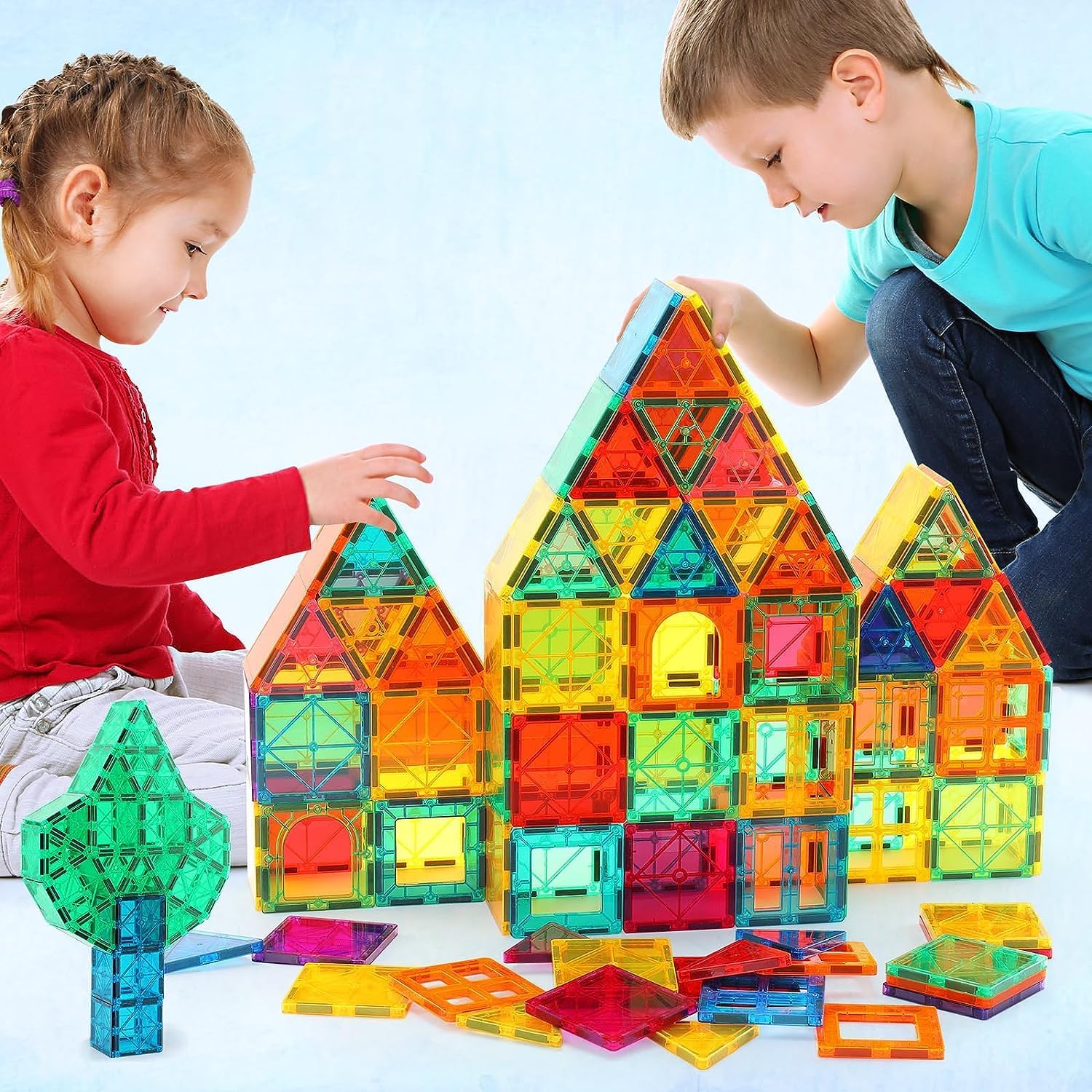 ANVIE & ABEER Building Blocks Set Of 60 Pcs Magnetic Building Tiles For Kids, Educational Magnetic Stacking Blocks For Boys Girls, Magnets Construction Toys,Stem Preschool Toy (Big Tiles Set Of 60)-image-43