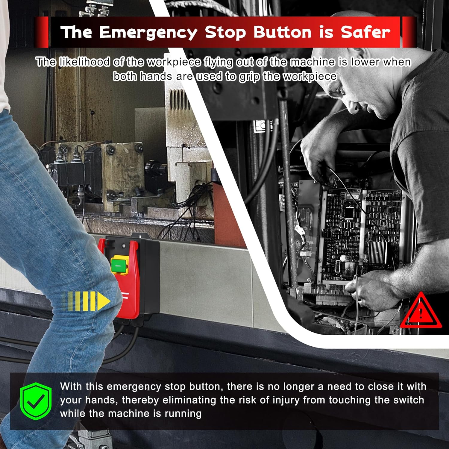 110V to 120V Single Phase On/Off Switch, Emergency Stop Switch, Table Saw Switch with Large Stop Sign Paddle for Quick Cut-Off of Power to Milling Machines and Electrical Equipment (Off)