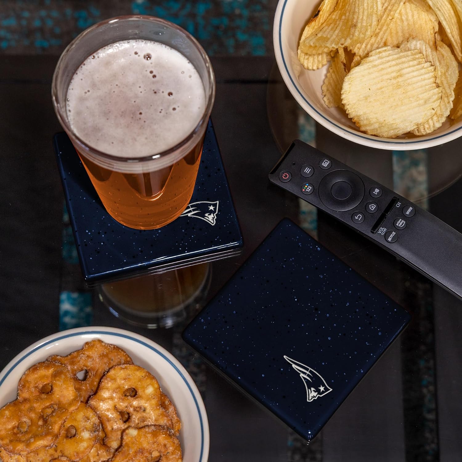 Rico Industries NFL Football Standard Set of 4 Ceramic Drink Coasters with Non-Slip Cork Base for Drinks - Image 3