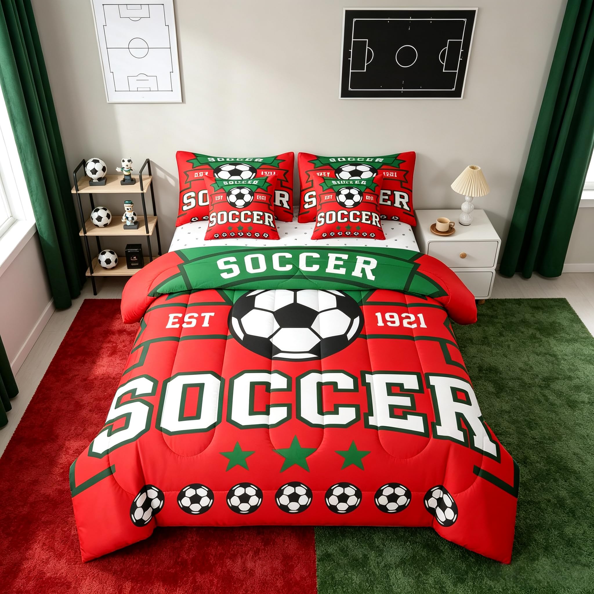 Erosebridal Football Teens Sport 7 Piece Bedding Set Full