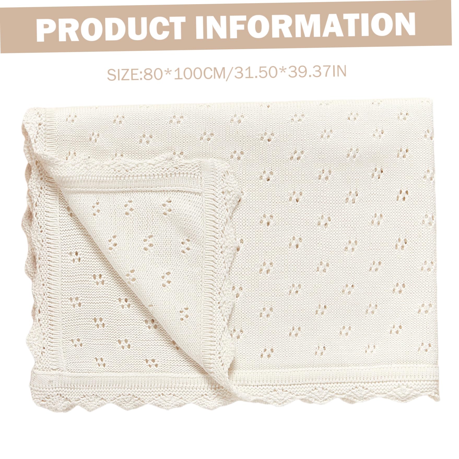 Cellular Blankets Bebé, Manta de algodón Suave y Transpirable de 32 x 39 Pulgadas, edredón de Punto Blanco para bebés recién Nacidos y niñas