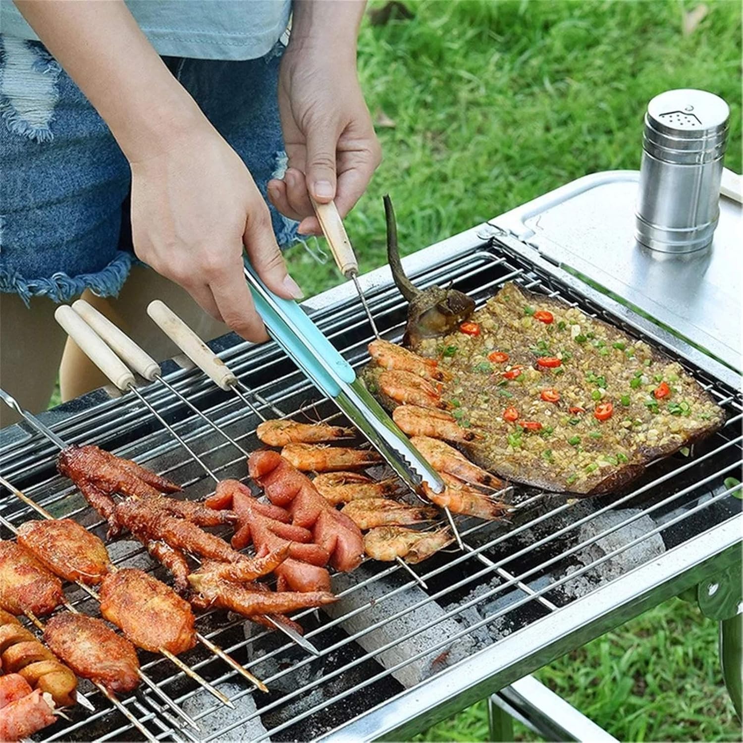 返品送料無料 q 家族のパーティーや友人のための木炭屋外バーベキューステンレス鋼折り畳み式ハンドルグリル 3 4人用 Color Silver Size x30x57cm Mda33 Fr 返品送料無料 q 家族のパーティーや友人のための木炭屋外バーベキューステンレス鋼折り畳み式ハンドルグリル 3 4人用 Color Silver Size x30x57cm Mda33 Fr