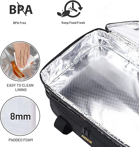 Miniatura 5 de MIER - Bolsa aislada doble para cacerolas con capacidad para lasaña, perfecta para fiestas de comida, picnic, playa, se adapta a platos para hornear
