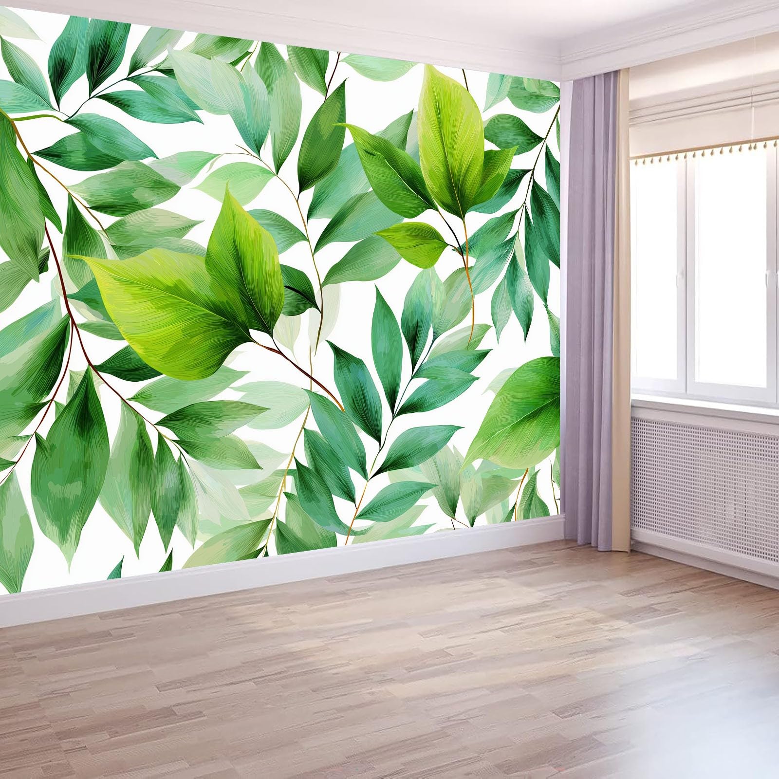 Générique Panoramiczna tapeta tropikalne liście rośliny 3D 250 x 175 cm, włóknina XXL nowoczesna dekoracja ścienna salon sypialnia biuro pokój dziecięcy, biała