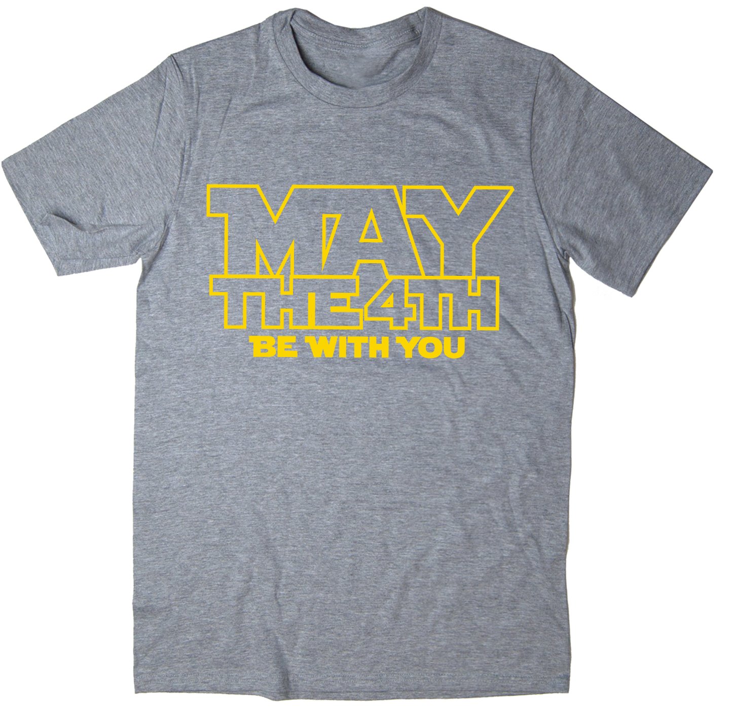 Rocket Fuel Men's Grey 'May The 4Th Be With You' Funny Printed T-Shirt - Medium