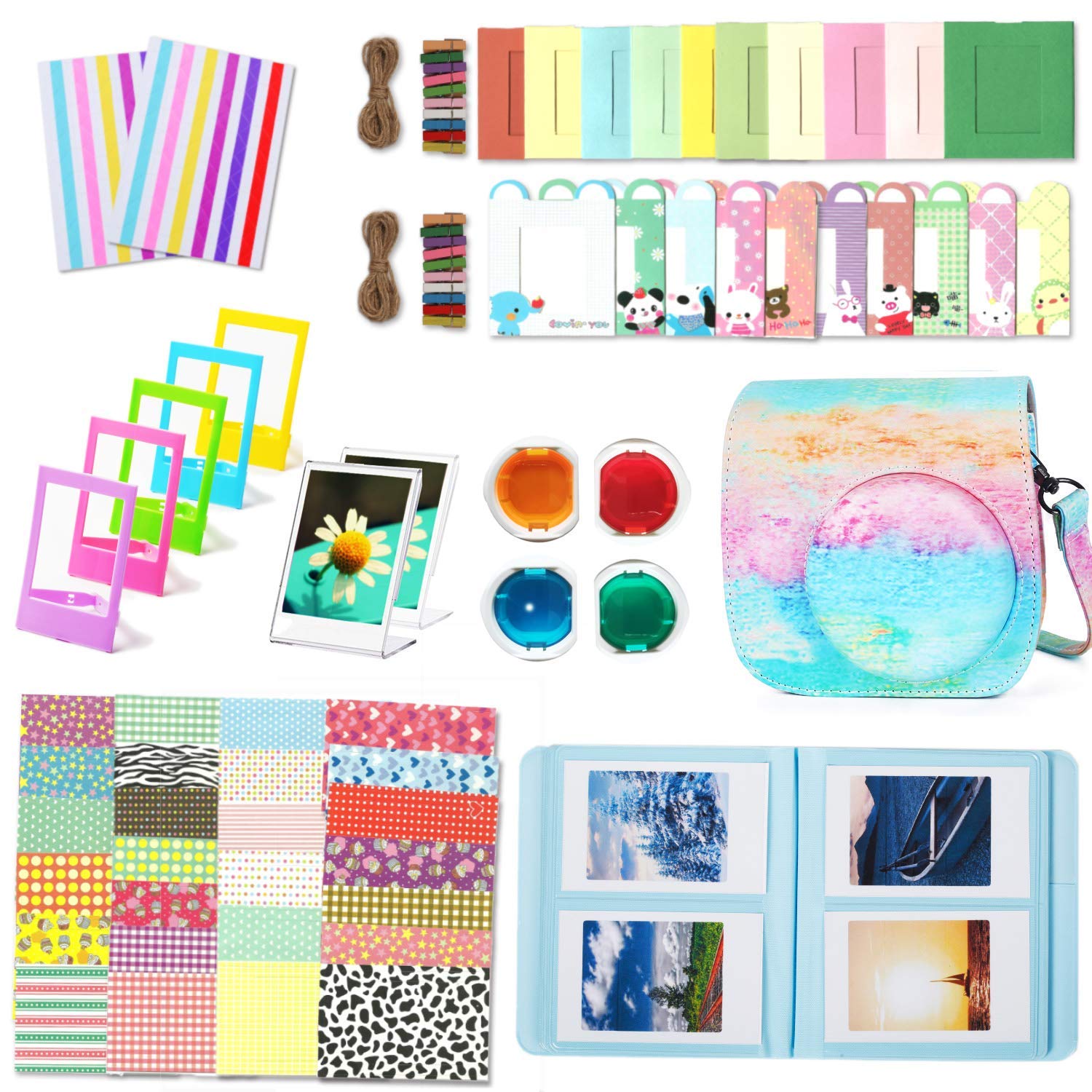 Leebotree Instant Camera Accessories Compatible with Instax Mini 12 11 Instant Film Camera Include Case/Album/Filters/Wall Hang Frames/Film Frames/