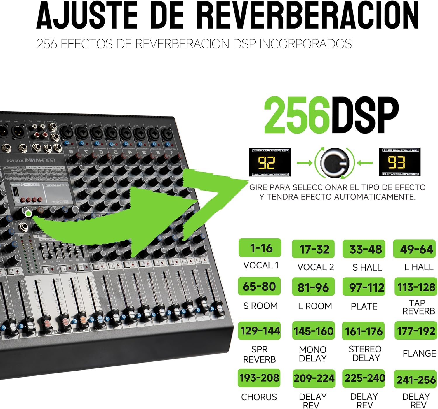 Gochanmi MX16 PRO Mixer DSP Effects Adjustment