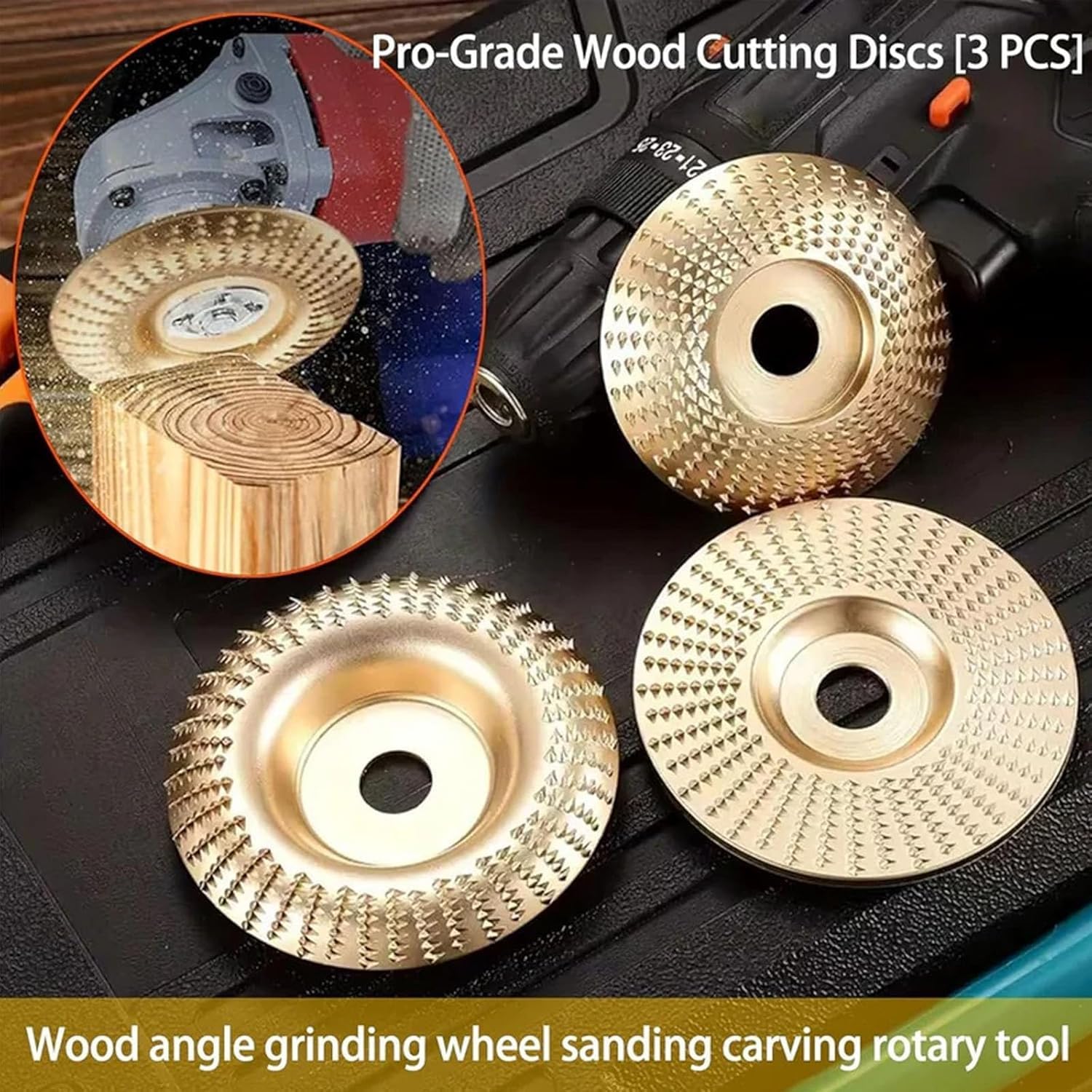 Jeu De Disques à Tronçonner en Carbure De Tungstène pour Meuleuses Dangle - Disques Robustes pour Le Travail du Bois (Sculpture Et Polissage) pour Meuleuses De 4 3PCS Flat Surface
