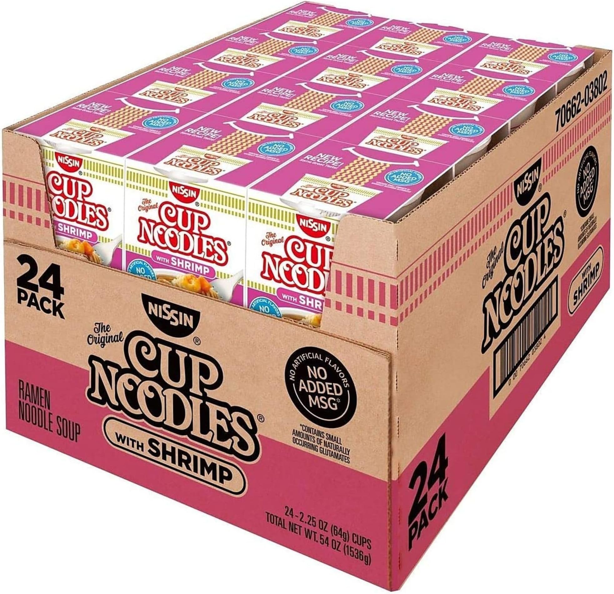 Cup Noodles with Shrimp, 2.25 Oz., 24/Box (03802)
