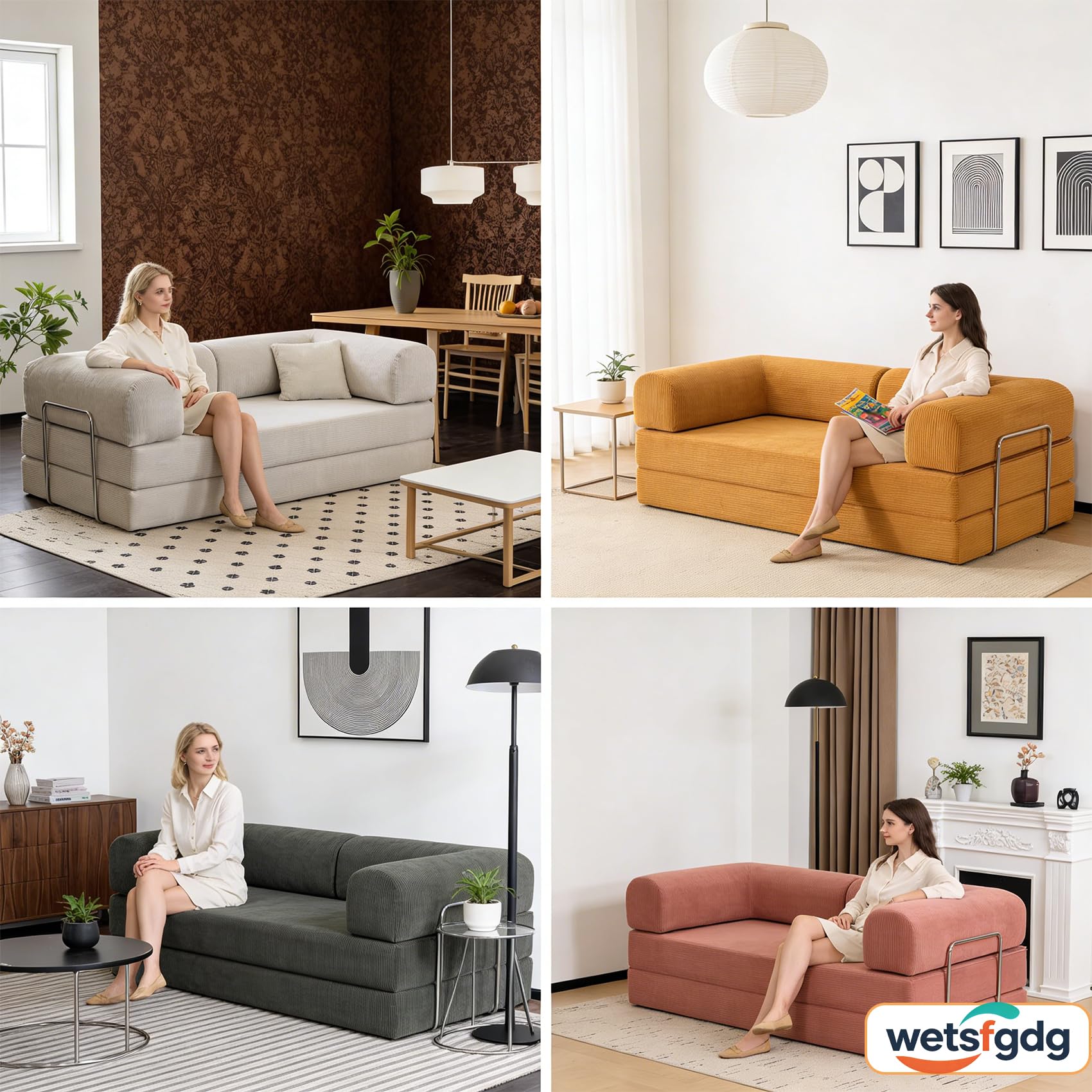 Wetsfgdg Schlafsofa Cord 180 cm breit | Klappsofa mit Fester Polsterung & einfachem Aufbau | Sofa Bett ohne Werkzeug montierbar