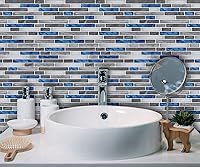 Vista 2 de Art3d - Vinilo adhesivo para pared, diseño de azulejos y ladrillos, antisalpicaduras, para la cocina, diseño de mármol azul, despegar y pegar