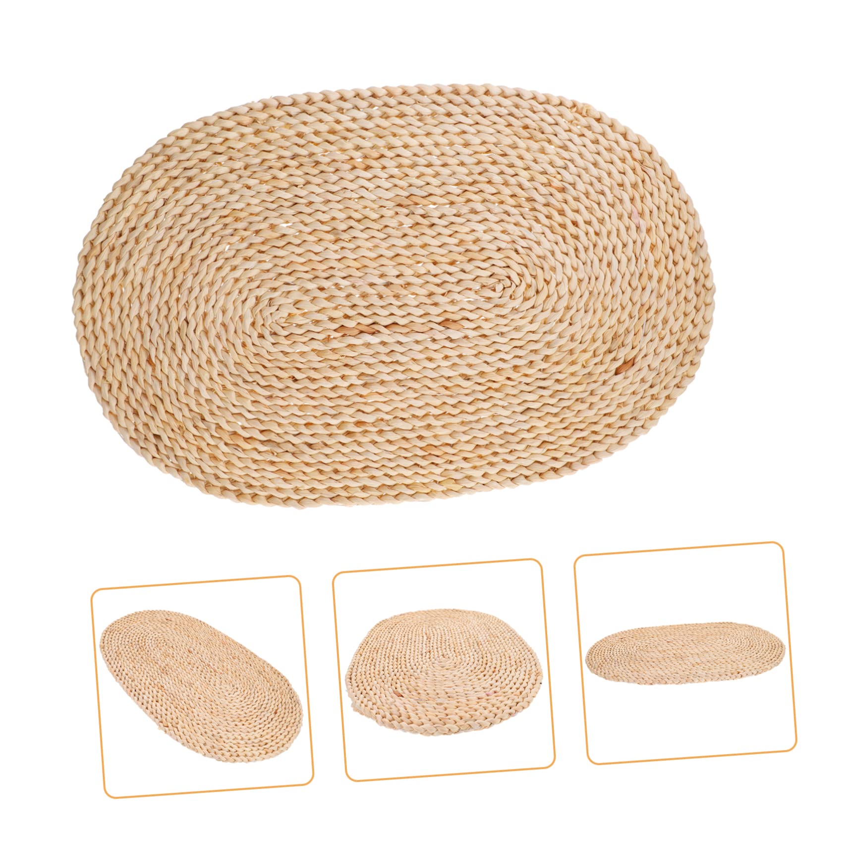 Mikinona 3st Stroh Isolierung Tischset Isolierte Topfmatte Stroh Geflochtenes Tischset Ovales Tischdecke Oval Rustikale s Matte - Getrocknete Maisschalen