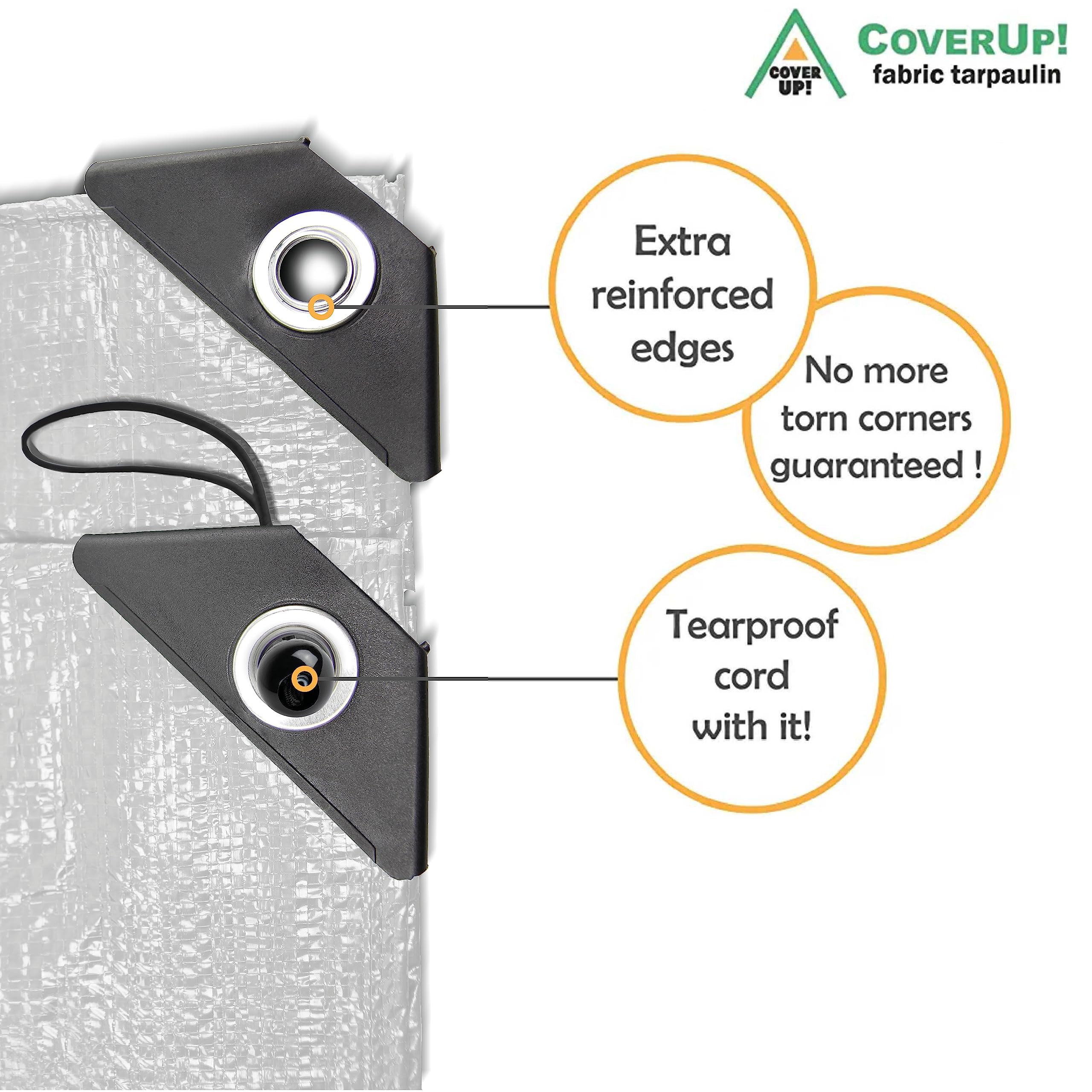 Bâche De Protection CoverUp! 4x5m - 200g/m² étanche Avec 12 Tendeurs Inclus