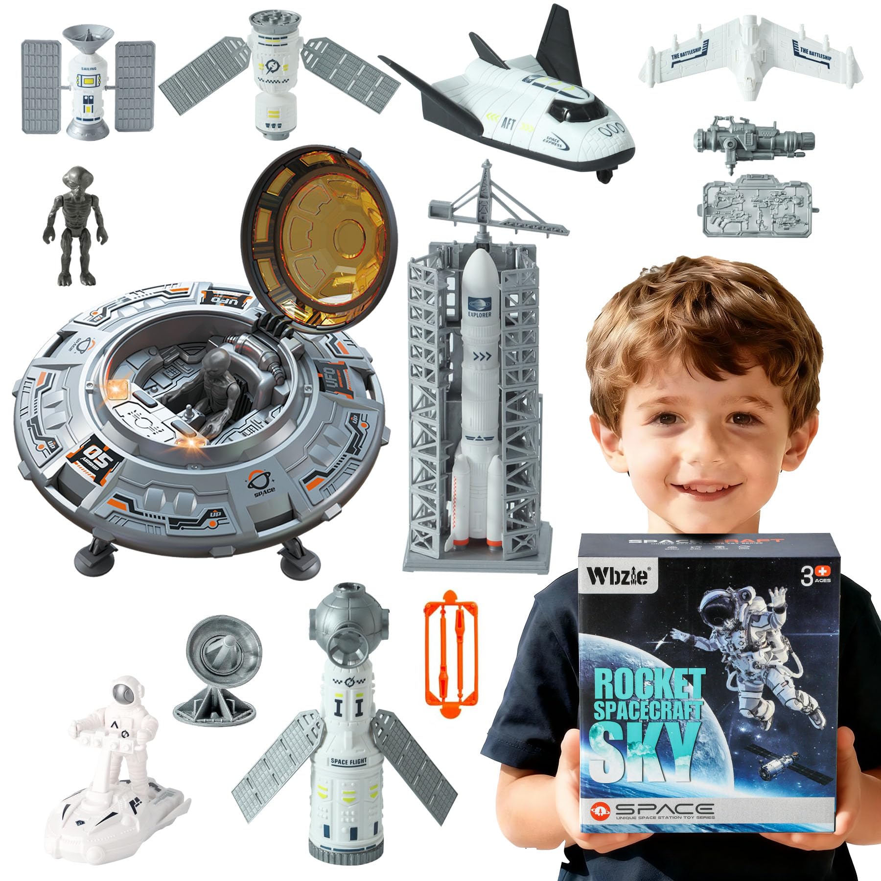 toysbian 宇宙騎兵 蓄光 6体セット Amazon.com: Wbzle Space Toys Play Set, Rocket Ship Toy with UFO