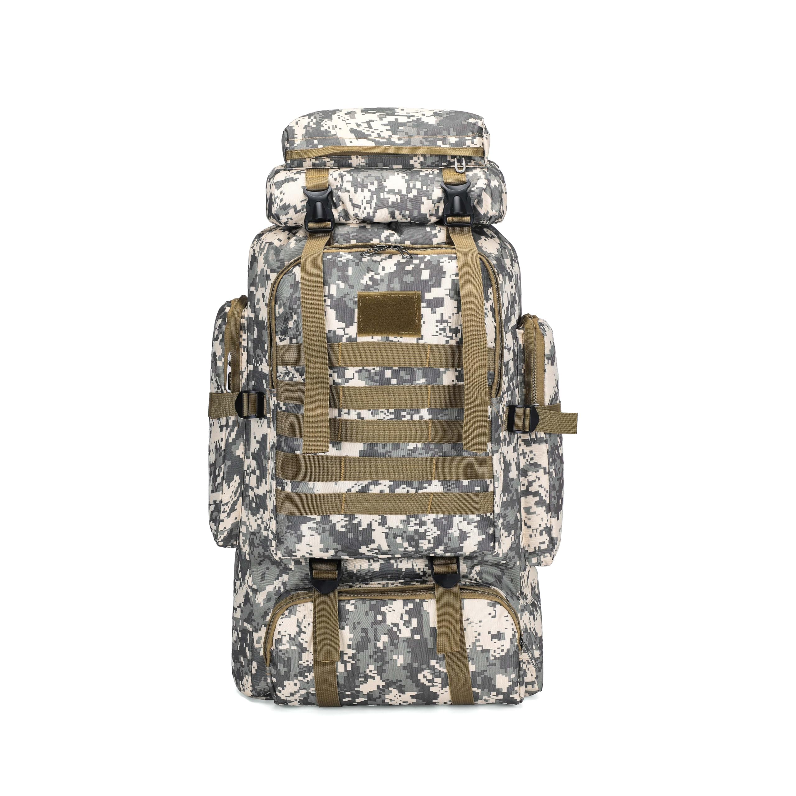 Dressfo Unisex Grey Camouflage 80L Hiking Camping Backpack,Hunting Climbing Backpack For Outdoor,Backpack Water Resistant,Tactical Backpack For Men Women (Grey Camouflage)