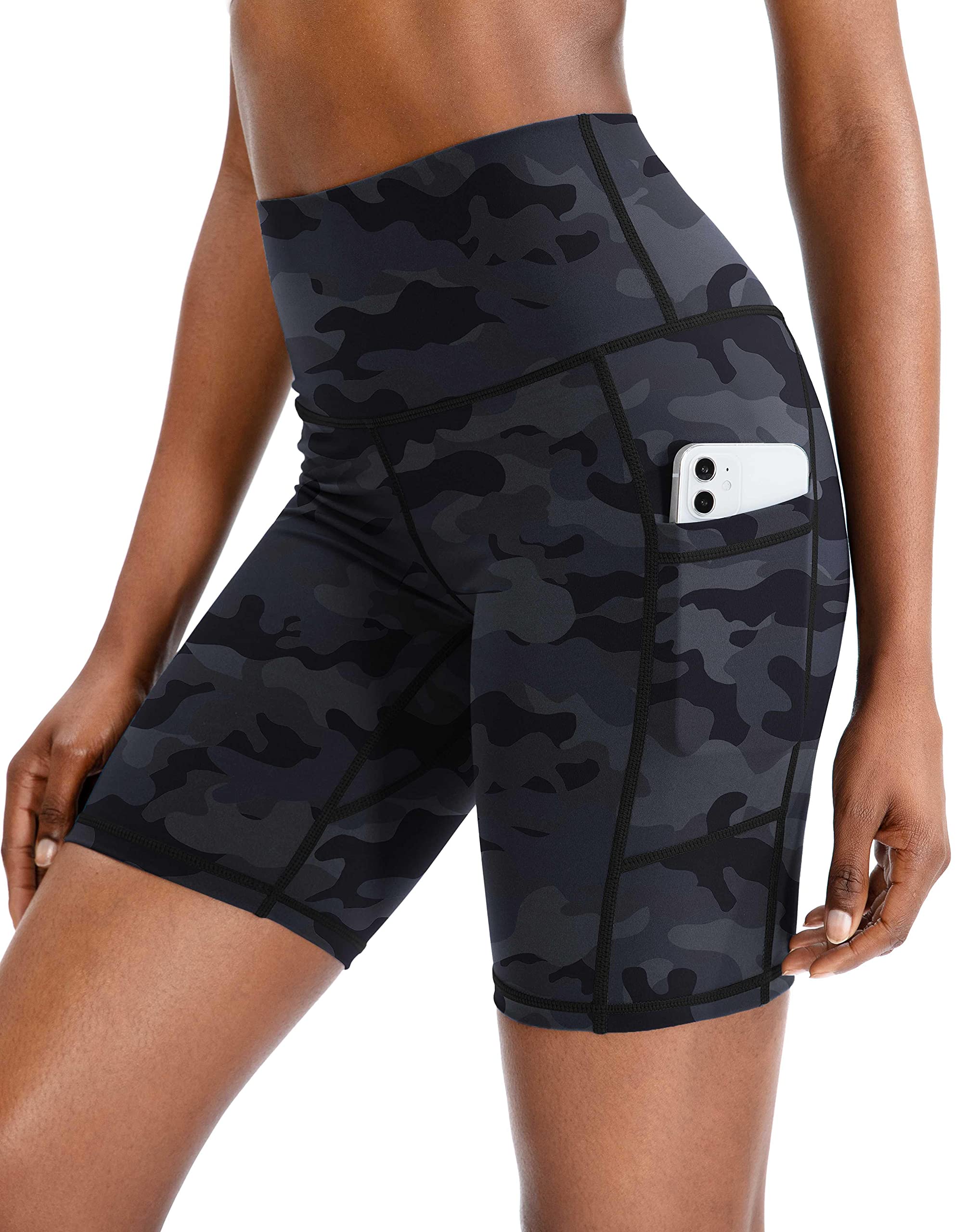 Women's High Waist Yoga Shorts with Side Pockets Tummy Control Running Gym Workout Biker Shorts for Women 8" /3"