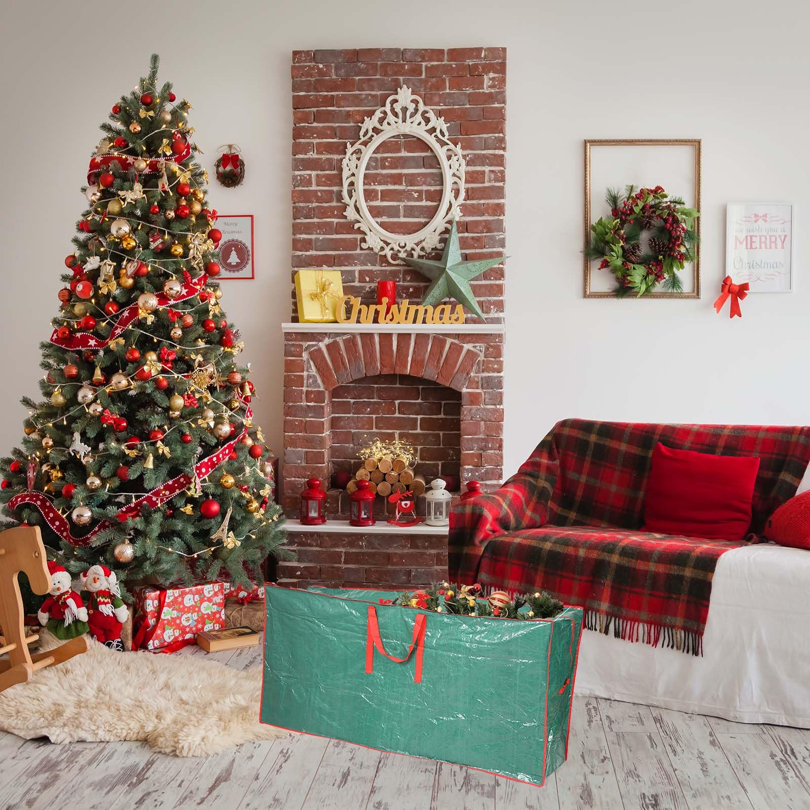 Paquete De 3 Funda para Árbol de Navidad, Bolsas De Bolsa Arbol Navidad, Árbol de Navidad Bolsa de Almacenamiento165 cm Para Árbol De Navidad Artificial Con 2 x 48cm Bolsas De Decoración Navideña