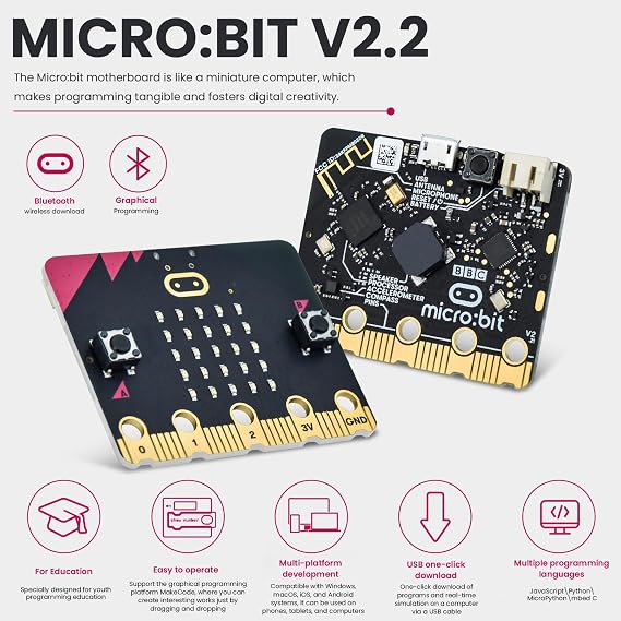 KEYESTUDIO BBC Micro:Bit Go (Microbit V2 Included) Starter Kit Programming Educational STEM Learning DIY Kit