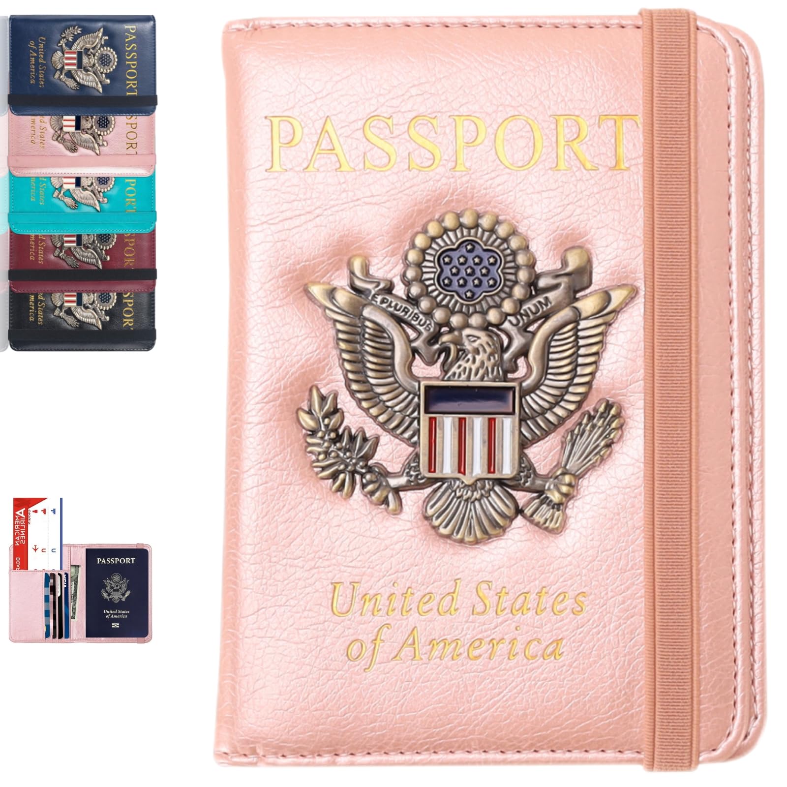 Passport Holder Cover Travel Wallet RFID Blocking Passport Wallets Family Organization Personalized Wallet Case for Men and Women Travel Must Haves(