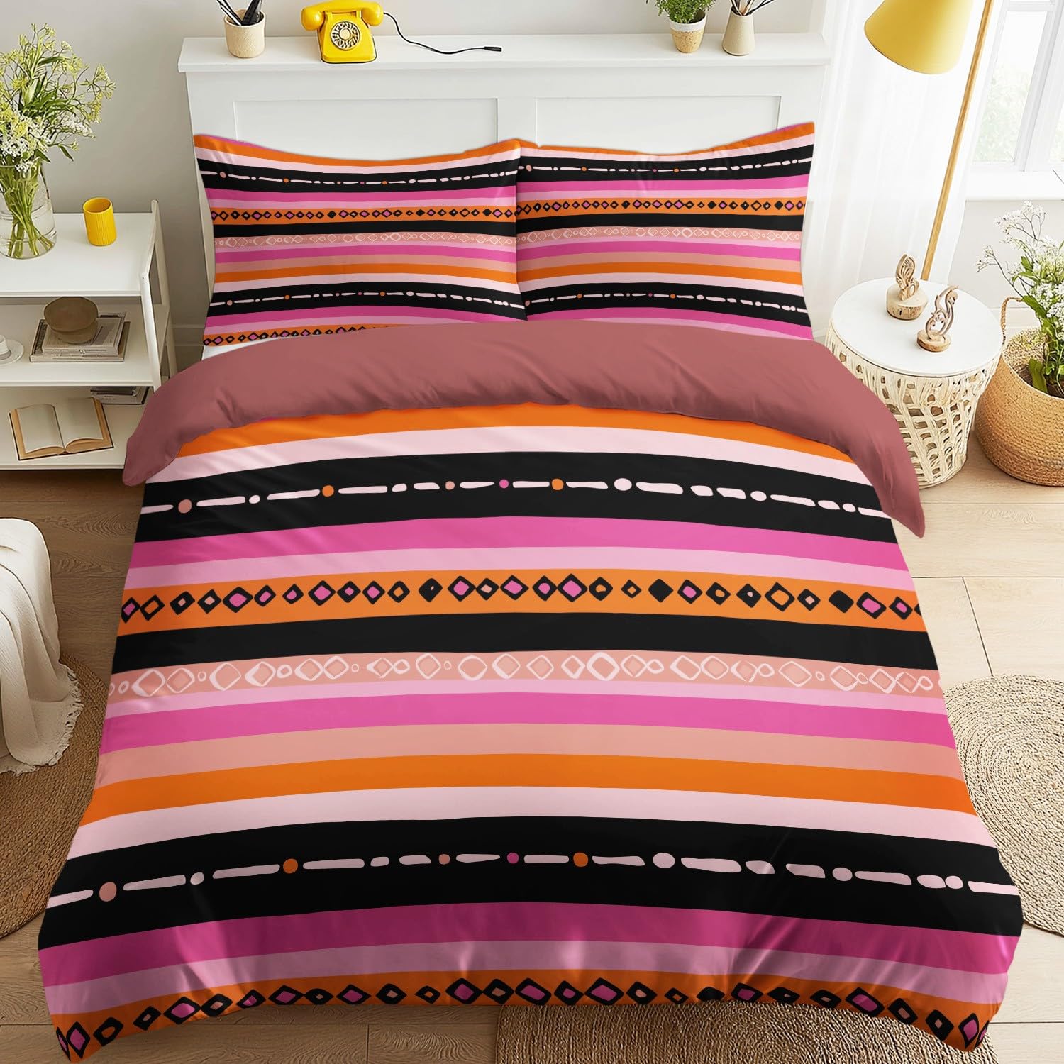 Housse de couette 240x260 anti-plis en microfibre douce avec zip facile à enfiler
