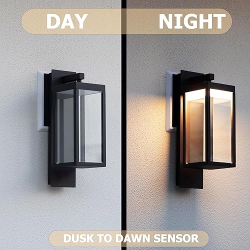 Miniatura 4 de Aplique de pared exterior del atardecer al amanecer, estilo moderno, 800 lúmenes, 13 W, impermeable, a prueba de óxido, pantalla de vidrio de