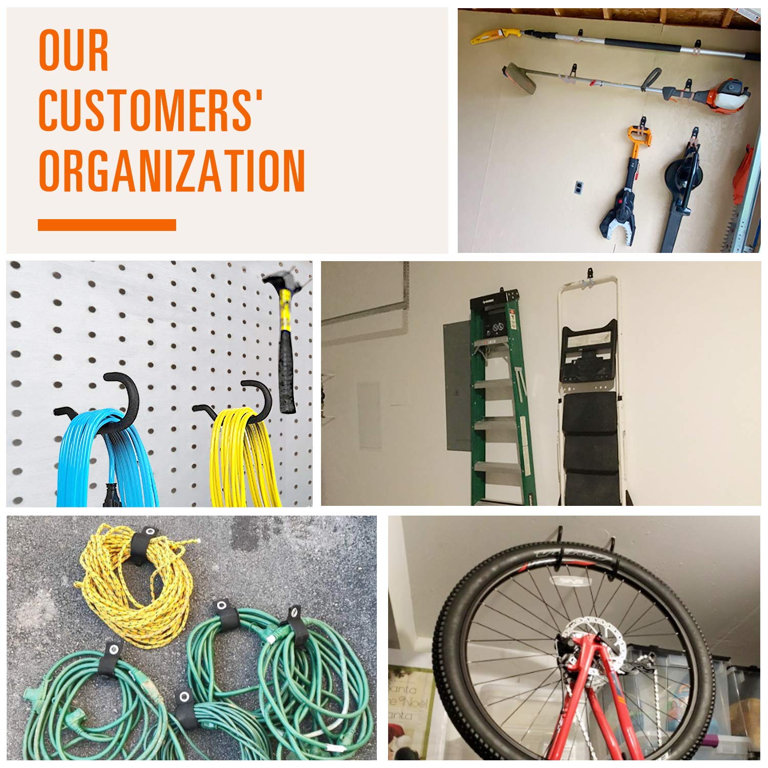 SMARTOLOGY Garage Hooks with Bike Hook & Extension Cord Organizer